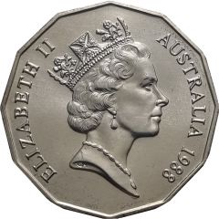 50 Cents - Elizabeth II 3rd Portrait - First Fleet Bicentenary