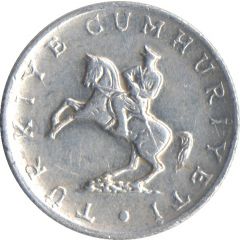 5 Lira small type, crescent to right, small 5