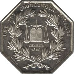 Jeton octogonal de la Compagnie des Notaires de Caen 1842