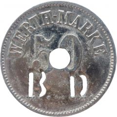 50 Pfennig Werth-Marke, with cutout `BD`
