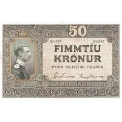 50 Krónur - Christian X Ríkissjóður Íslands