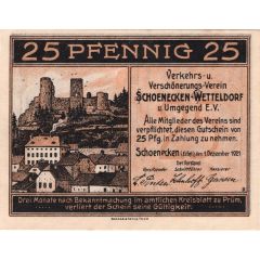 25 Pfennig Verkehrs- und Verschönerungs-Verein Schoenecken-Wetteldorf und Umgegend