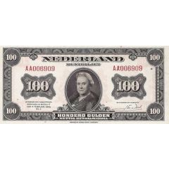 100 Gulden - Wilhelmina `facing left` Coin note