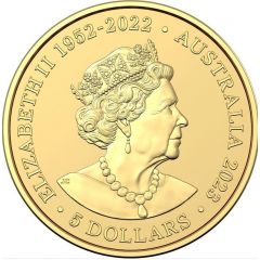 5 Dollars In the name of Elizabeth II, 6th portrait - FIFA Women`s World Cup AU-NZ-23, Gold Frosted