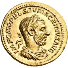 Aureus - Macrinus PONTIF MAX TR P II COS II P P, Felicitas