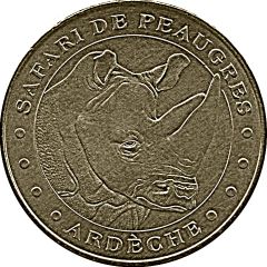 Monnaie de Paris Tourist Token - Ardèche Safari de Peaugres - Le rhinocéros