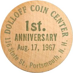 Advertising Token - Dolloff Coin Center Portsmouth, New Hampshire