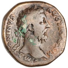 Sestertius - Marcus Aurelius IMP VII COS III S C, Mars