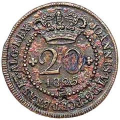 20 Réis - Pedro V Countermarked with `Small Crown`