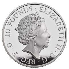 10 Pounds - Elizabeth II 5th portrait, 5 oz Fine Silver