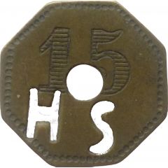 15 Pfennig Werth-Marke, with cutout `HS`