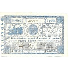5 Pesos Tesoro Nacional - Blue type