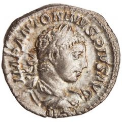 Denarius - Elagabalus P M TR P III COS III P P, Sol
