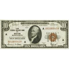 10 Dollars Federal Reserve Bank Note, Brown Seal