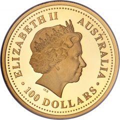 100 Dollars - Elizabeth II 4th Portrait - Year of the Dog - Gold Proof Coin