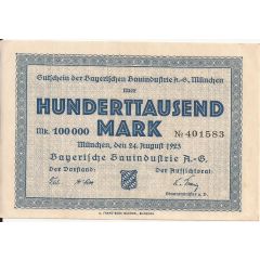 100 000 Mark Bayerische Bauindustrie A.G.