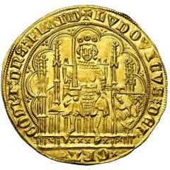 Gold Écu `with Lion` - Louis II de Male