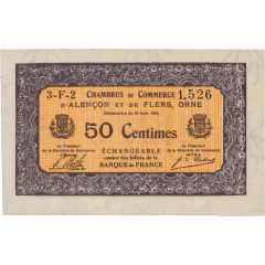 50 Centimes - Chambres de commerce d`Alençon et de Flers [61] <Mauve, filigrane abeilles>