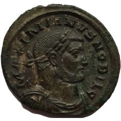 Nummus - Galerius as Caesar draped, cuirassed, MAXIMIANVS NOBIL C, GENIO POPVLI ROMANI, Londinium