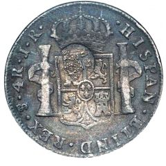 600 Réis Countermarked over 4 Reales - Carlos III, Bolívia