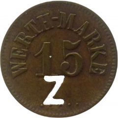 15 Pfennig Werth-Marke, with cutout `Z`