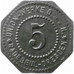 5 Pfennig - Radebeul-Dresden Union Werke G.M.B.H.
