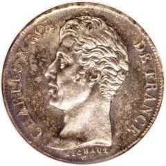 1 Franc - Charles X five leafs on the reverse
