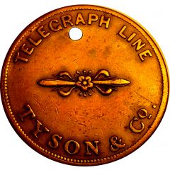Transfer Ticket - Tyson and Co. Telegraph Line New York, Manhattan