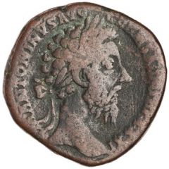 Sestertius - Marcus Aurelius IMP VIIII COS III P P S C, Annona