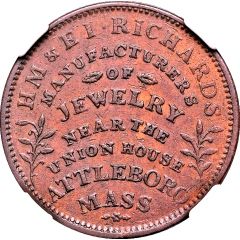Cent - Hard Times Merchant Token - H.M. and E.I. Richards Jewelry Attleboro, Massachusetts