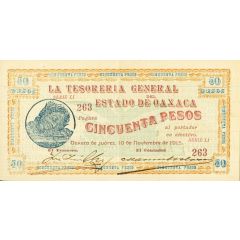50 Pesos La Tesoreria General del Estado de Oaxaca