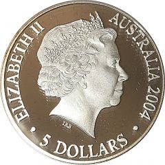 5 Dollars - Elizabeth II 4th Portrait - Bicentenary of Tasmania, Silver Proof