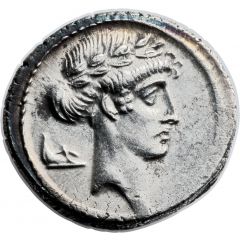 Denarius Pomponia: Quintus Pomponius Musa, Q•POMPONI MVSA, Thalia