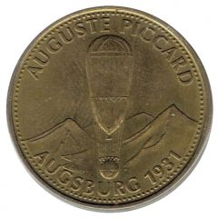 Shell Token - Man in Flight - Auguste Piccard, Augsburg Brass, round