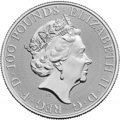 100 Pounds - Elizabeth II Lion of England, 1 oz Fine Platinum