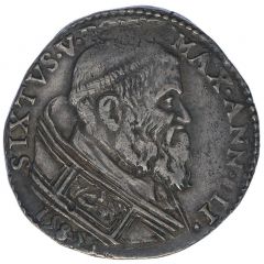 1 Testone - Sixtus V S.Peter, Bust