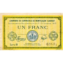 1 Franc - Chambre de Commerce de Montluçon - Gannat 03