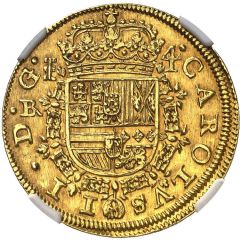 4 Escudos - Carlos II Segovia,milled