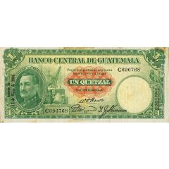 1 Quetzal Banco Central de Guatemala; 1st. print; without Law date