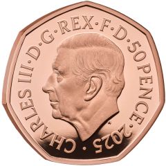 50 Pence - Charles III End of World War II; Gold Proof