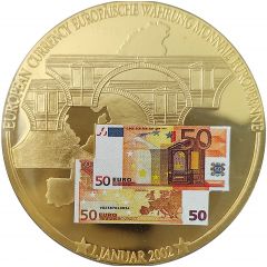 Medal - 50 Euro Note - Banknote Euro introduction 01 January 2002