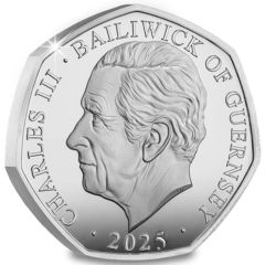 50 Pence - Charles III Victory - Railway station evacuees; Silver with gold plating