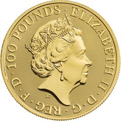 100 Pounds - Elizabeth II White Horse of Hanover, 1 oz Fine Gold