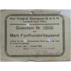 500 000 Mark Kusel, Tuchfabrik Karl Friedrich Ehrenspeck