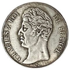 Reproduction - 1 franc Charles X matrice du revers à cinq feuilles