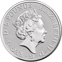 5 Pounds - Elizabeth II White Lion of Mortimer, 2 oz Fine Silver