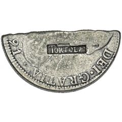 4 Shillings 11/2 Pence Type I countermark on Mexican 8 Reales of Carl IV