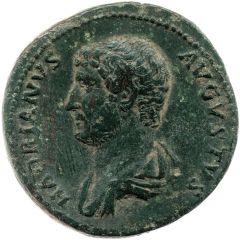 Sestertius - Hadrian FELICITATI AVG P P COS III S C or FELICITATI AVGVS COS III S C