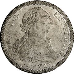 8 Escudos - Carlos III Obverse Trial, Pewter