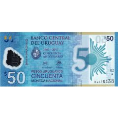 50 Pesos Uruguayos 50 years of Central Bank
